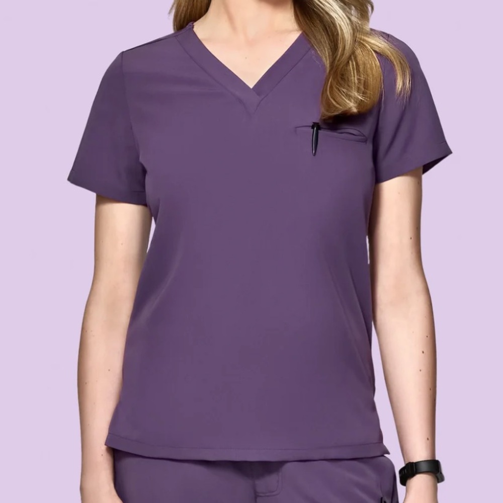 Mandala One Pocket Scrub Top Dewberry Womens Small Like New